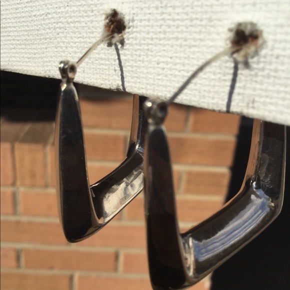 Sterling Silver Square Hoops - Picture 2 of 5